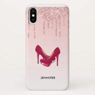 Moderne rosa Glitzer-Tropfen & High Heels Case-Mate iPhone Hülle