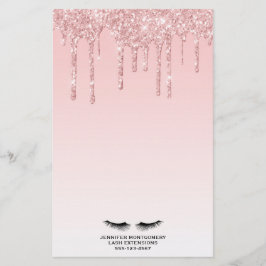 Moderne rosa Glitzer Tropfen und Black Eyelashes Briefpapier