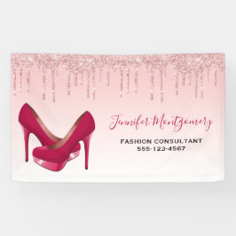 Moderne rosa Glitzer-Tropfen und High Heels Busine Banner