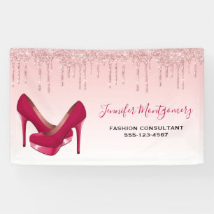Moderne rosa Glitzer-Tropfen und High Heels Busine Banner
