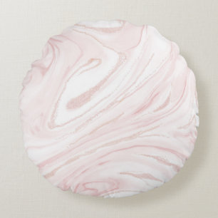 Moderne rosa glitzernde Marmor-Optik Rundes Kissen
