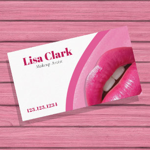 Moderne rosa Gloss-Lippen Beauty-Makeup-Artistin Visitenkarte