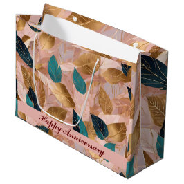 Moderne Rosa Gold Boho Blätter Collection Große Geschenktüte