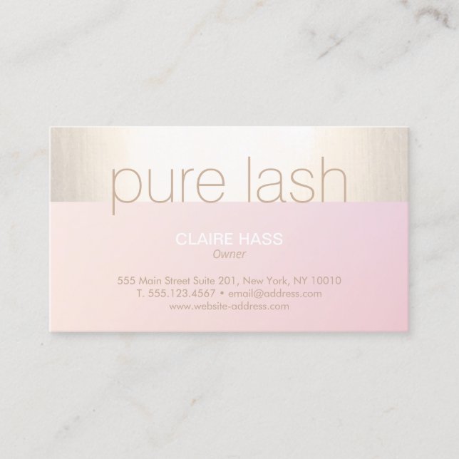 Moderne Rosa Gold Stripe Eyelash Erweiterungen Visitenkarte (Vorderseite)