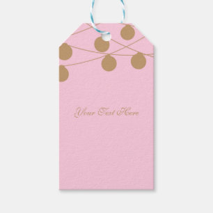 Moderne rosa-goldene Lichterkette, stilvolle Party Geschenkanhänger