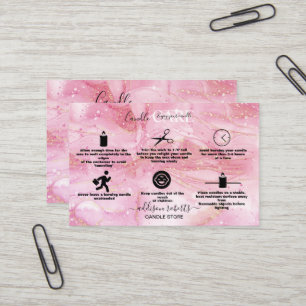Moderne rosa goldene Wasserfarben Candle Care Visitenkarte