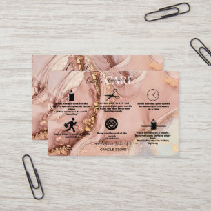 Moderne rosa goldene Wasserfarben Candle Care Visitenkarte