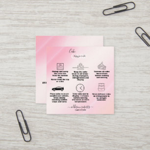 Moderne rosa goldene Watercolor Cake Care Quadratische Visitenkarte