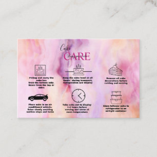 Moderne rosa goldene Watercolor Cake Care Visitenkarte