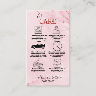 Moderne rosa goldene Watercolor Cake Care Visitenkarte