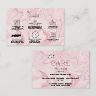 Moderne rosa goldene Watercolor Cake Care Visitenkarte