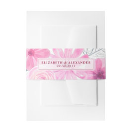 Moderne rosa graue Aquarellfarben Blume Frühjahrsh Einladungsbanderole