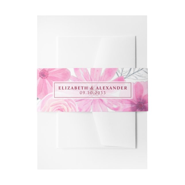 Moderne rosa graue Aquarellfarben Blume Frühjahrsh Einladungsbanderole (Vorderseite Beispiel)