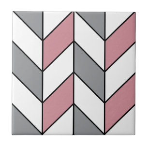 Moderne rosa graue Fischgrätmuster Fliese