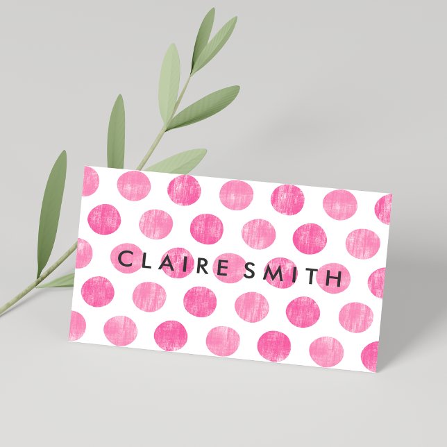 Moderne rosa große trendige Polka-Dots-Bäckerei Visitenkarte (Modern pink large trendy polka dots pattern bakery business card )