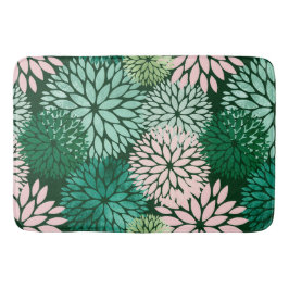 Moderne rosa grüne Dahlia Badematte
