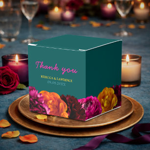 Moderne rosa grüne gelbe Blütenmuster Geschenkschachtel