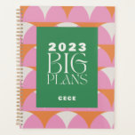 Moderne rosa grüne geometrische große Pläne Planer<br><div class="desc">Moderne rosa grün geometrisch elegante Typografie große Pläne</div>