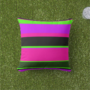 Moderne rosa grüne Neonstreifen Kissen