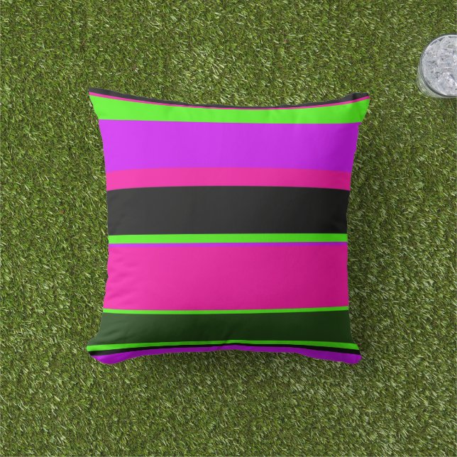 Moderne rosa grüne Neonstreifen Kissen (Golfball-Marker)