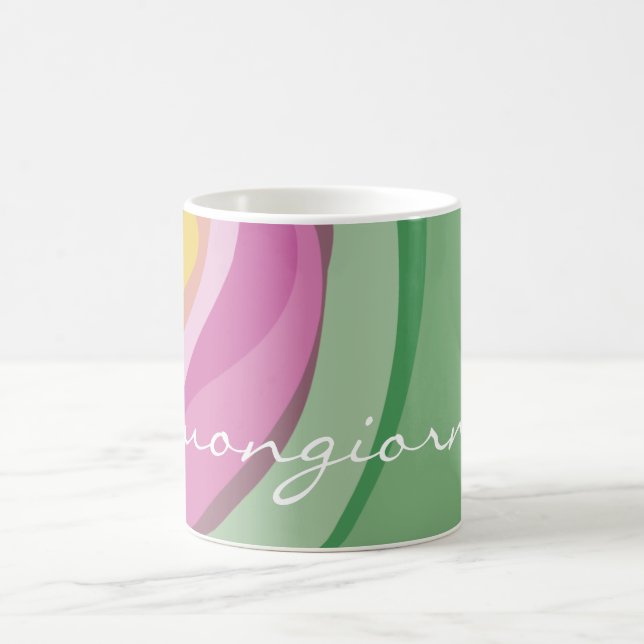 Moderne rosa grüne Wasserfarbe individuell angepas Kaffeetasse (Mittel)