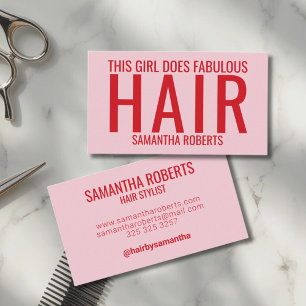 Moderne rosa Hairstylist-Typografie  Visitenkarte