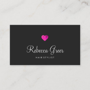 Moderne rosa Herz Haare Stylist Black Visitenkarte