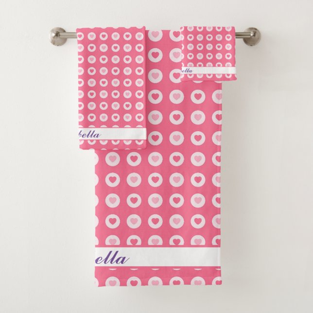 Moderne rosa Herz-Liebe-Sammlung Badhandtuch Set (Insitu)