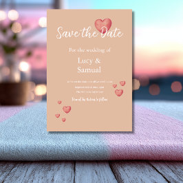 Moderne rosa Herz Save-The-Date-Karte Save The Date