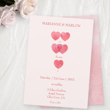 Moderne rosa Herzen '2 werden 1' Hochzeit