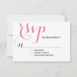 Moderne rosa Hochzeitkarte RSVP Karte