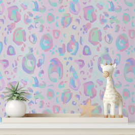 Moderne rosa holografische Leopard Print Girl Tapete