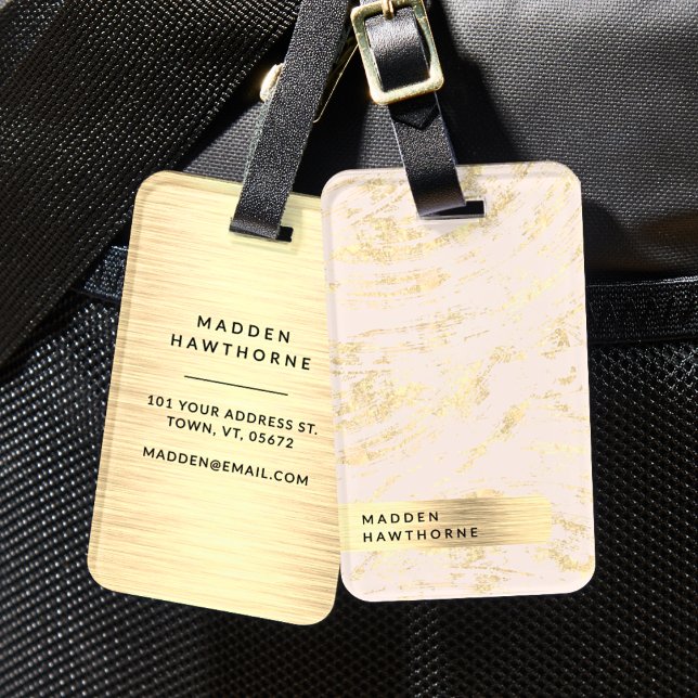 Moderne rosa Imitate Gold Foil gebürstetes Metall Gepäckanhänger (Von Creator hochgeladen)