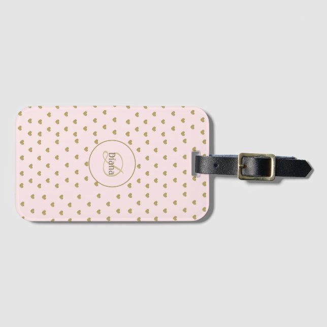Moderne rosa Initialen Monogram elegant Gepäckanhänger (Vorderseite (Horizontal))