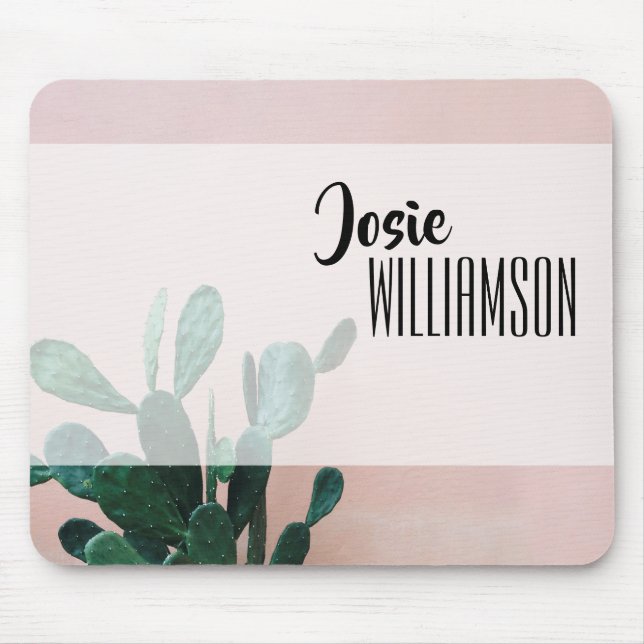 Moderne rosa Kaktus Mousepad (Vorne)