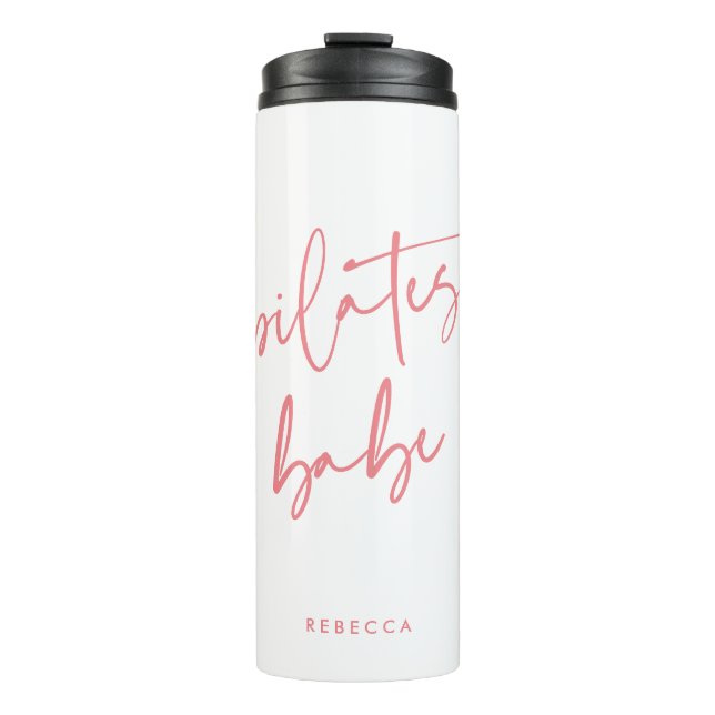 Moderne rosa Kalligrafie Workout Gym Pilates Babe Thermosbecher (Vorderseite)