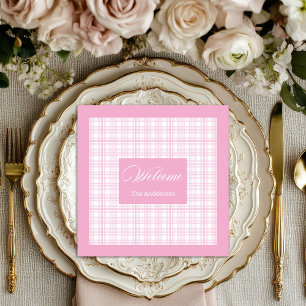 Moderne rosa Karierte Napkins Personalisiert Elega Serviette