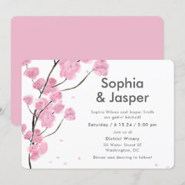 Moderne rosa Kirschblüten laden zur Hochzeit ein Einladung