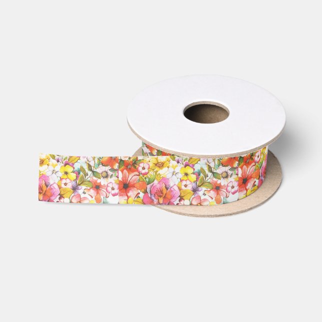 Moderne rosa Korallenblüte Satinband (Spule)