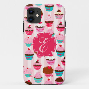 Moderne rosa Kuchen-Girly mit Monogramm Case-Mate iPhone Hülle
