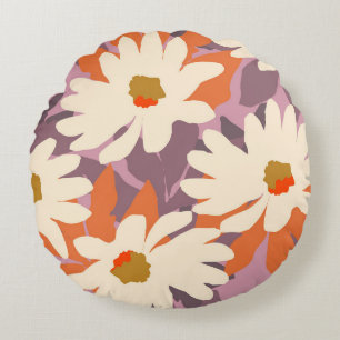 Moderne rosa künstlerische Daisies Nature Wohngest Rundes Kissen