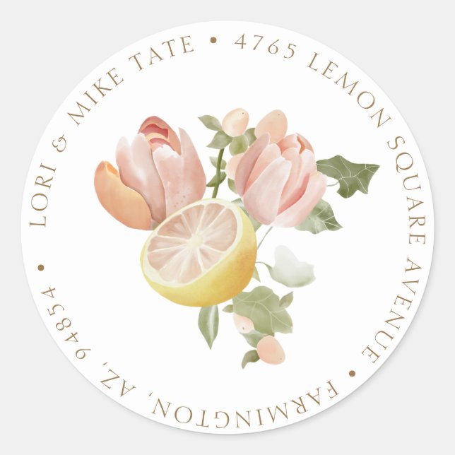 Moderne Rosa Lemonade Sommerzitrus Rückkehrmarken Runder Aufkleber (Vorderseite)