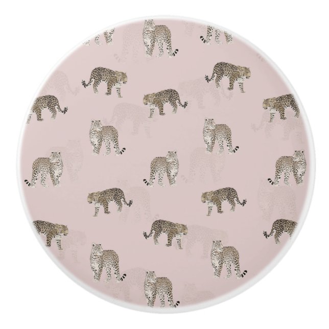 Moderne rosa Leoparden Jungle Tiere Keramikknauf (Vorderseite)