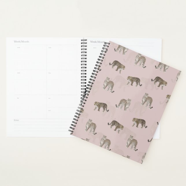 Moderne rosa Leoparden Jungle Tiere Planer (Anzeige)