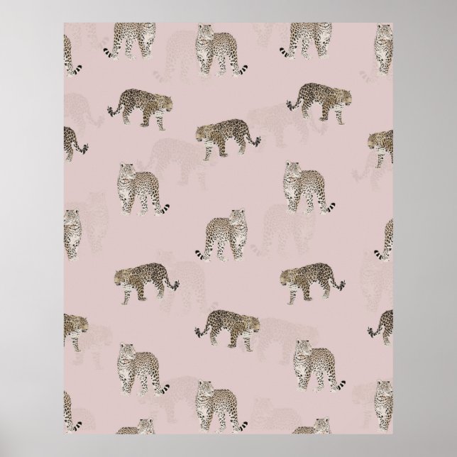 Moderne rosa Leoparden Jungle Tiere Poster (Vorne)