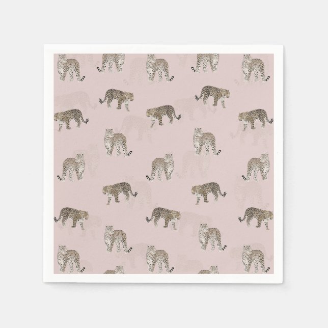 Moderne rosa Leoparden Jungle Tiere Serviette (Vorderseite)