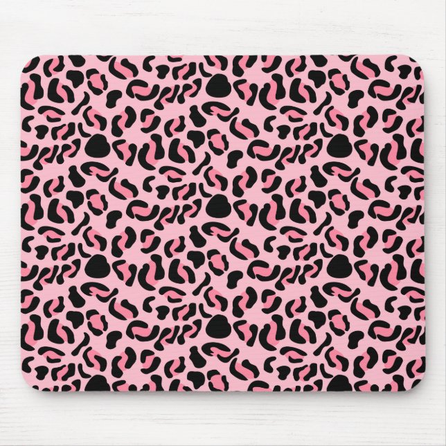 Moderne rosa Leopardendruck Tiere Mousepad (Vorne)