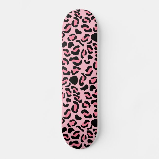 Moderne rosa Leopardenmuster Tier Skateboard (Vorderseite)