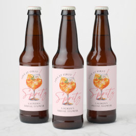 Moderne rosa Liebe im First Spritz Brautparty Bierflaschenetikett