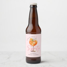 Moderne rosa Liebe im First Spritz Brautparty Bierflaschenetikett